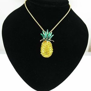 Enamel Yellow Crystal pineapple Necklace